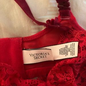 Victoria secret red lace longline bra